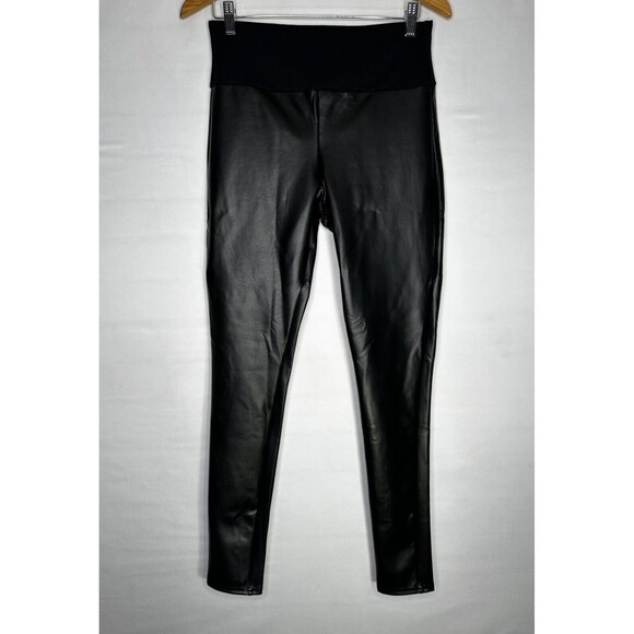 SPANX Assets All Over Faux Leather‎ Leggings 20258R Black Women’s Size Large - Picture 1 of 7